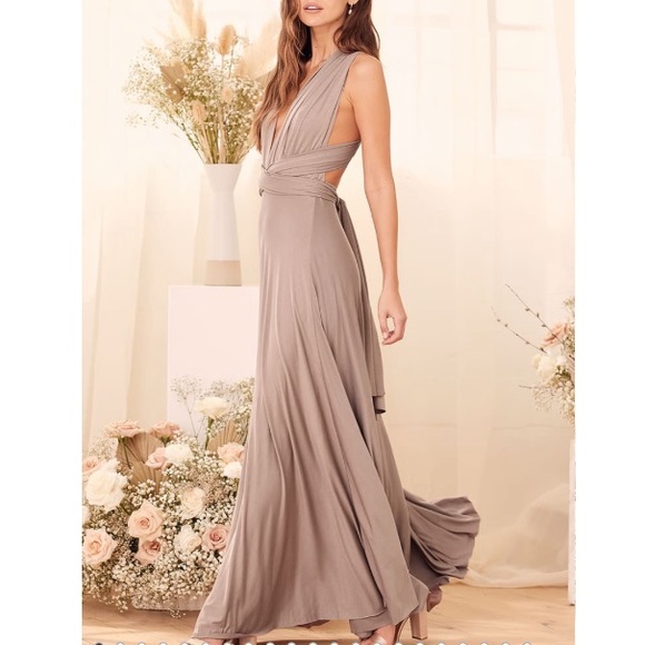 Lulus Dresses & Skirts - Lulus Tricks of the Trade Maxi Wrap Taupe Dress